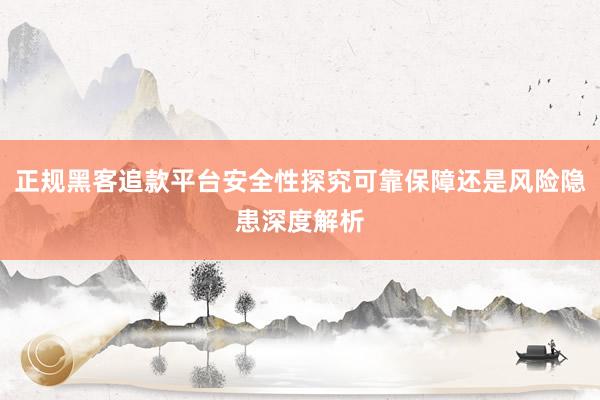 正规黑客追款平台安全性探究可靠保障还是风险隐患深度解析