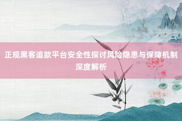 正规黑客追款平台安全性探讨风险隐患与保障机制深度解析