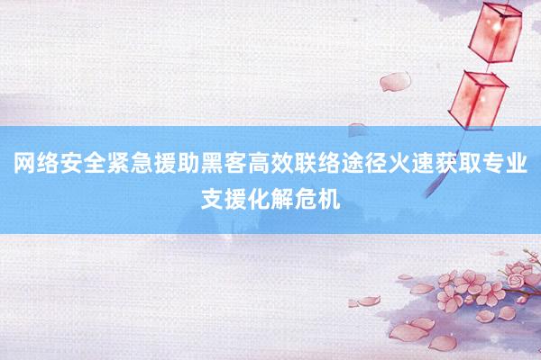 网络安全紧急援助黑客高效联络途径火速获取专业支援化解危机
