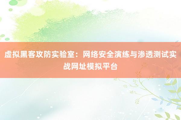 虚拟黑客攻防实验室：网络安全演练与渗透测试实战网址模拟平台