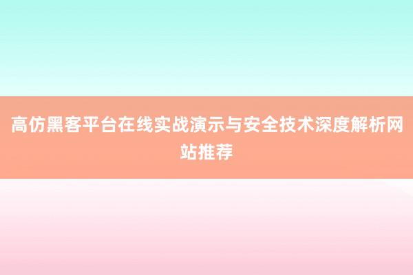 高仿黑客平台在线实战演示与安全技术深度解析网站推荐